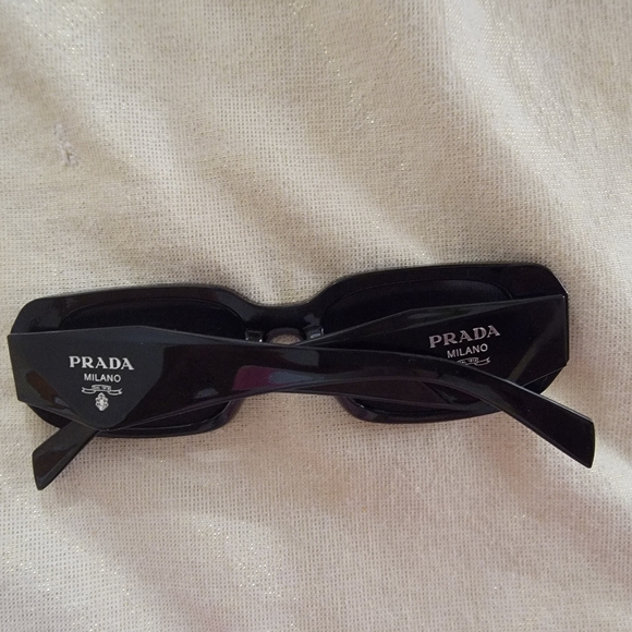 Prada Black Sunglasses Unisex Rectangle - Picture 9 of 11